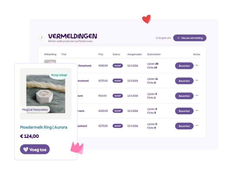 Partner portal - Vermeldingen beheren